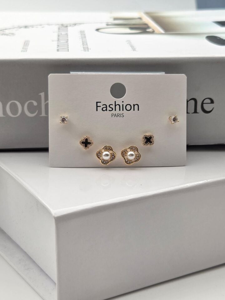 Zirkon Taşlı Gümüş İğne 6'lı Figür Küpe // ITHAL-3330