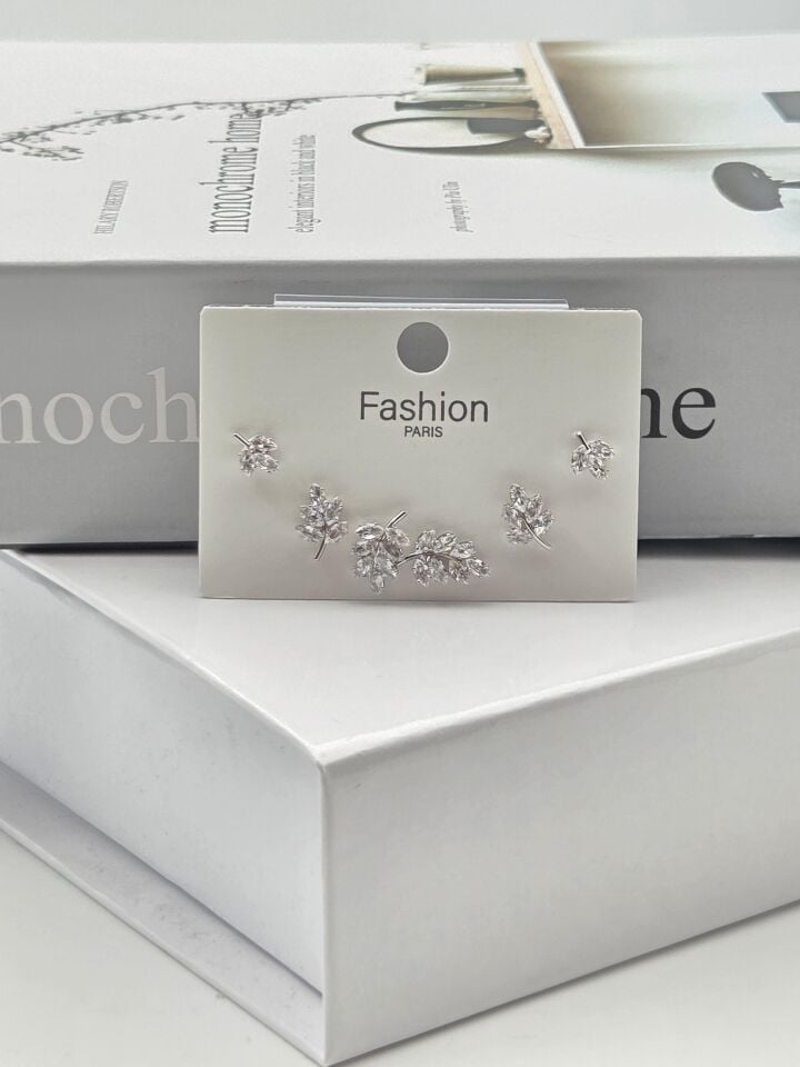 Zirkon Stein Silber Pin 6-teilige Figur Ohrringe // ITHAL-3334