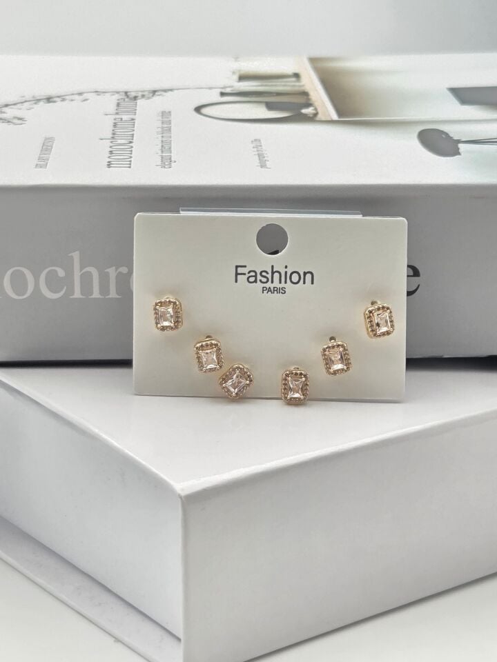 Zirkon Stein Silber Pin 6-teilige Figur Ohrringe // ITHAL-3337