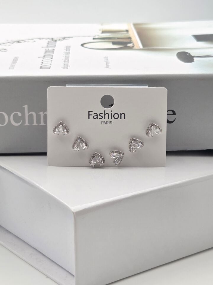 Zirkon Stein Silber Pin 6-teilige Figur Ohrringe // ITHAL-3345