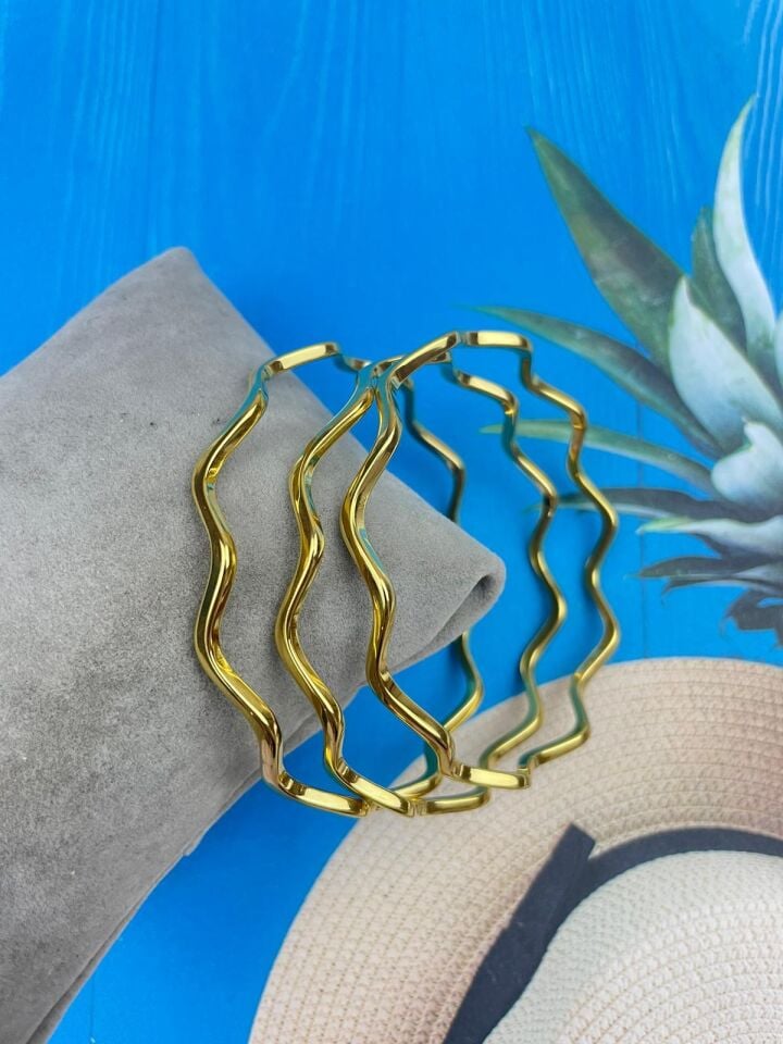 Stahl-Zickzack-Ajda-Armband, Größe 6,0 (in 3 Stück verkauft)