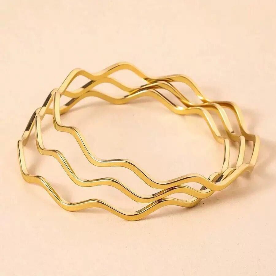 Stahl-Zickzack-Ajda-Armband, Größe 6,0 (in 3 Stück verkauft)