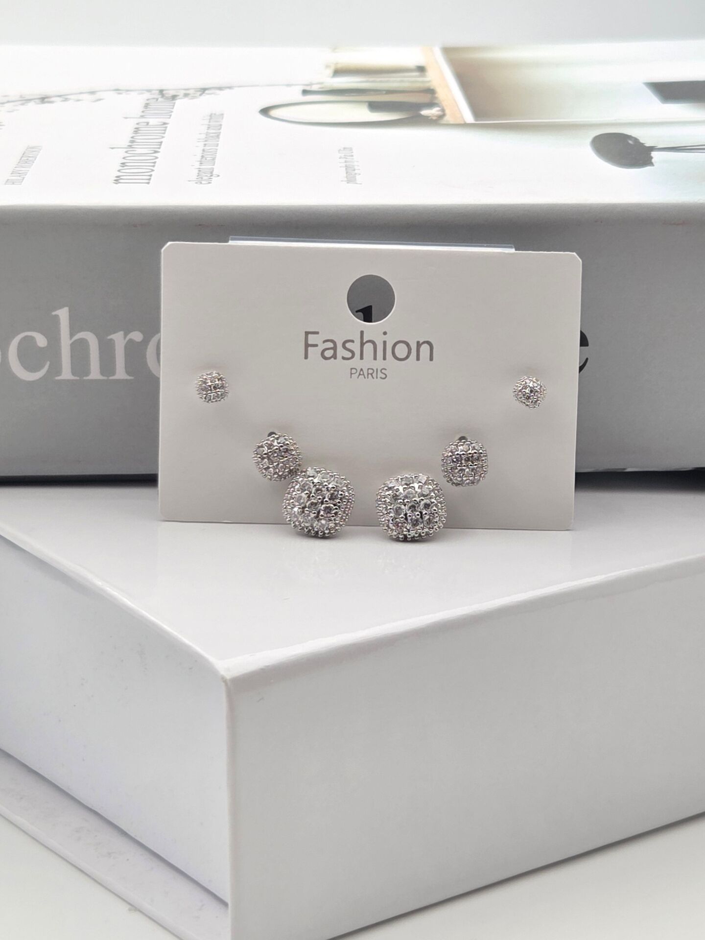 Zirkon Taşlı Gümüş İğne 6'lı Figür Küpe // ITHAL-3346