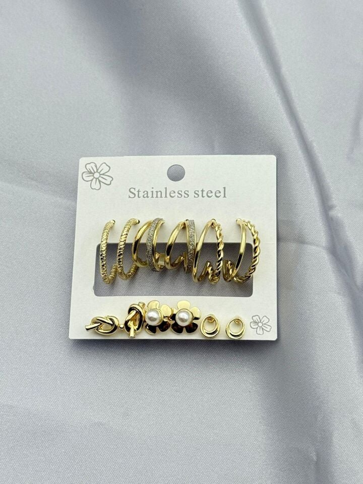 Çelik Set Küpe // KÜPE-3817