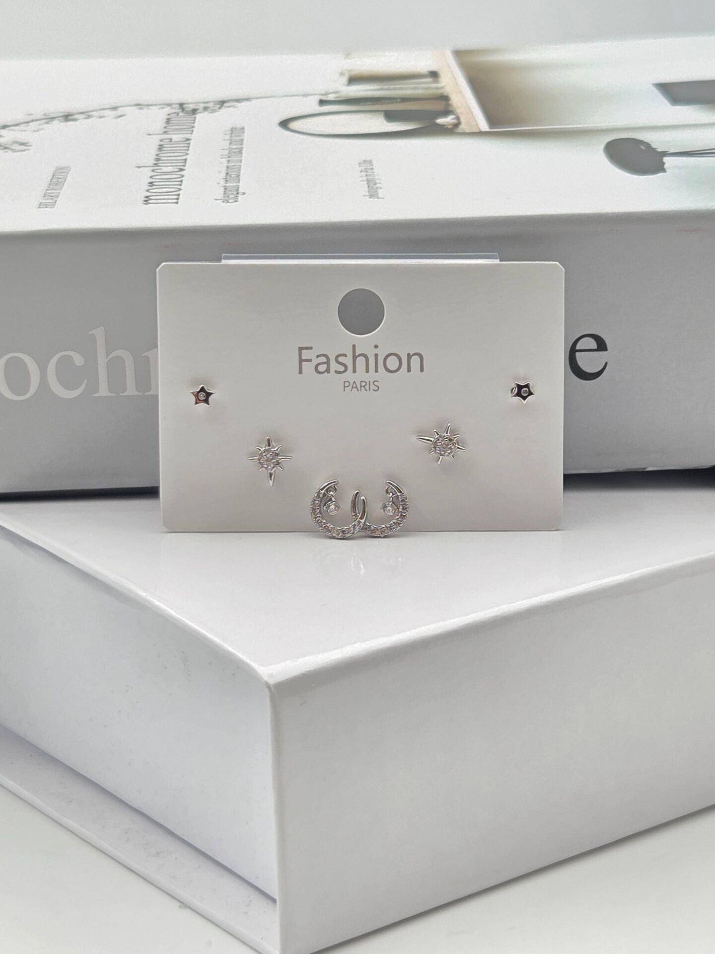 Zirkon Taşlı Gümüş İğne 6'lı Figür Küpe // ITHAL-3347