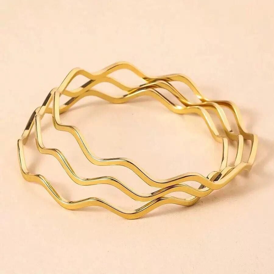 Dickes Zickzack-Ajda-Armband aus Stahl, Größe 6,0 (in 3 Stück verkauft)