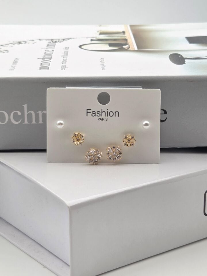 Zirkon Stein Silber Pin 6-teilige Figur Ohrringe // ITHAL-3348