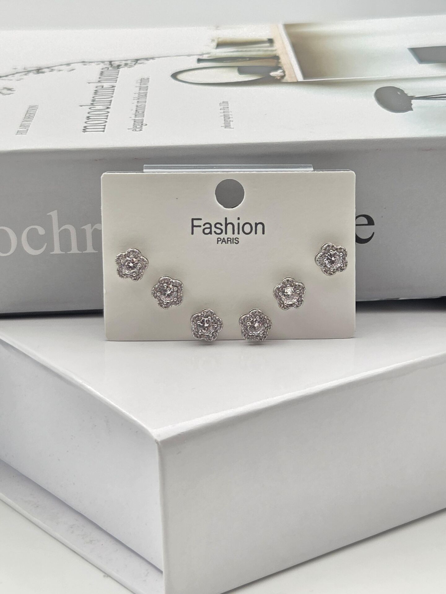 Zirkon Taşlı Gümüş İğne 6'lı Figür Küpe // ITHAL-3351