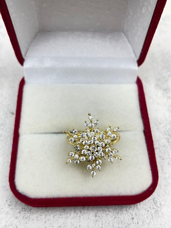 Steel Gold Color Rotating Snowflake Ring (Adjustable) // RING-349