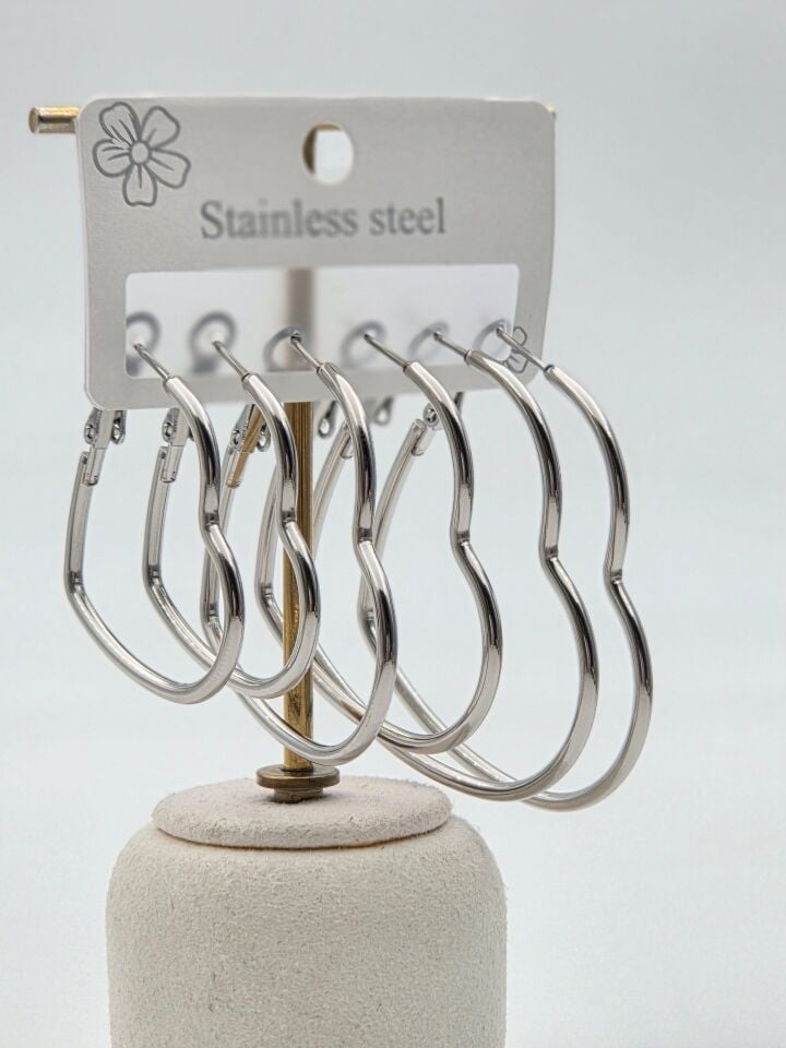 Çelik Set Küpe // KÜPE-3944