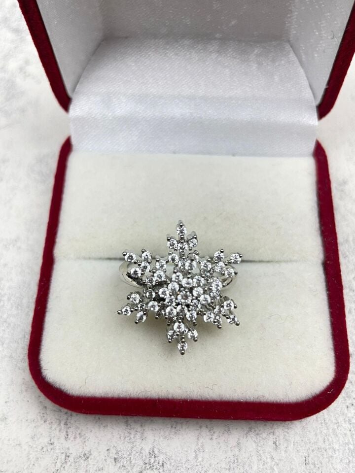 Steel Silver Color Rotating Snowflake Ring (Adjustable) // RING-350