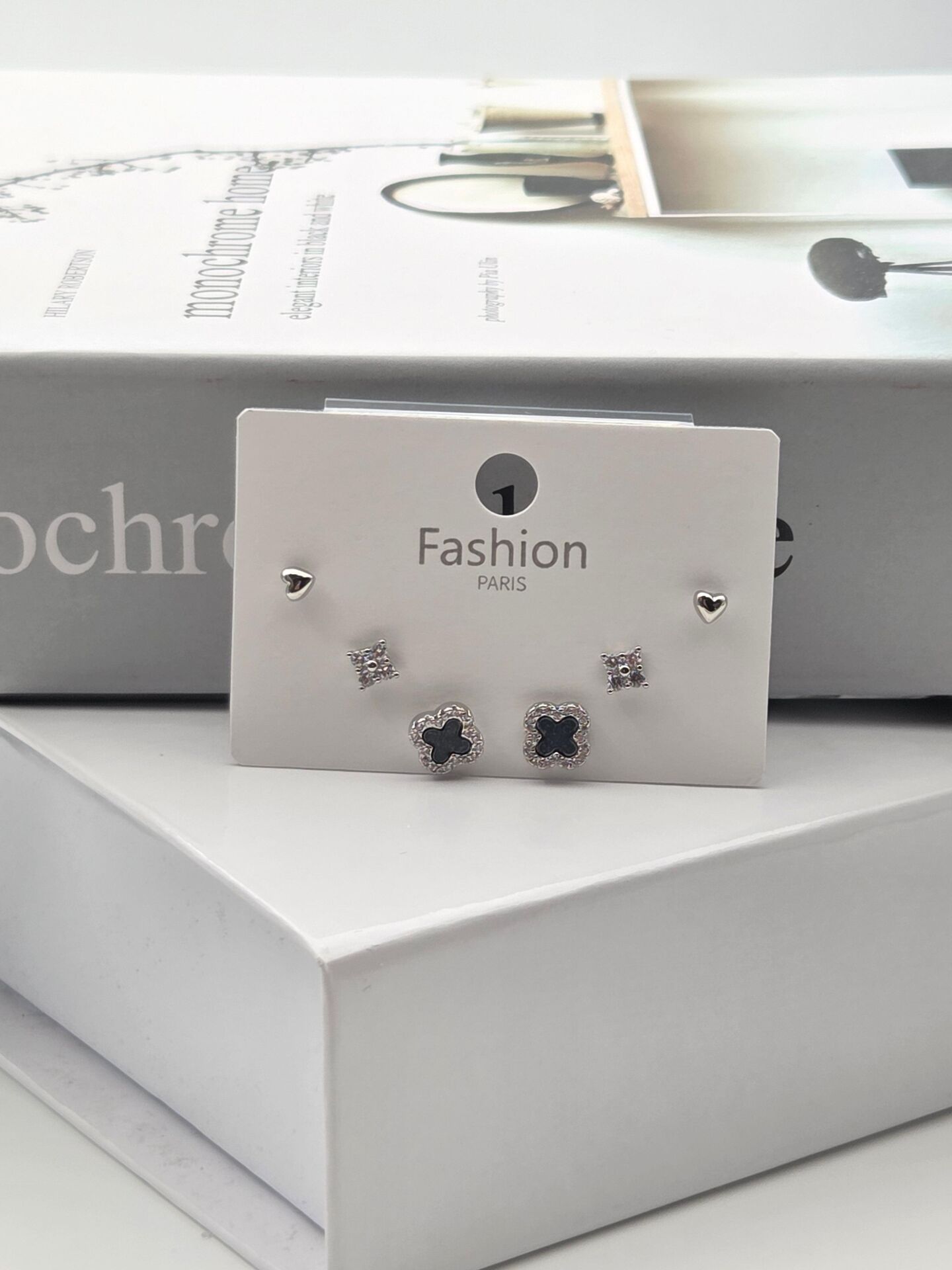 Zirkon Stein Silber Pin 6-teilige Figur Ohrringe // ITHAL-3357