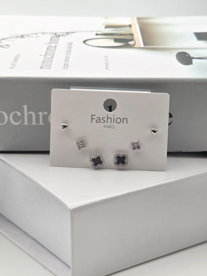 Zirkon Taşlı Gümüş İğne 6'lı Figür Küpe // ITHAL-3357