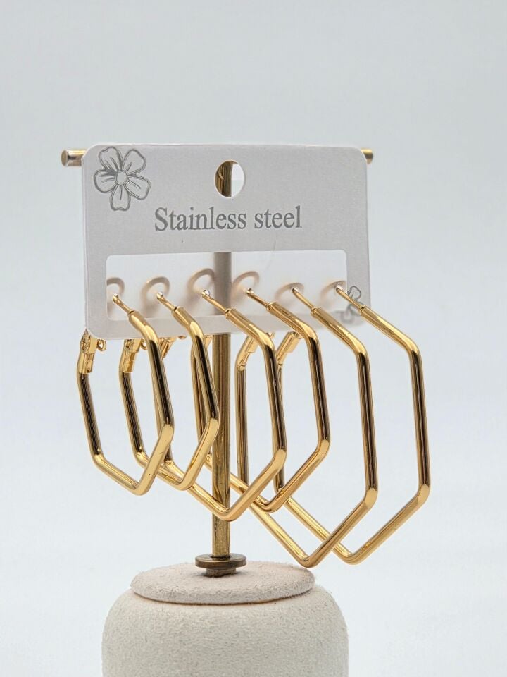 Çelik Set Küpe // KÜPE-3945