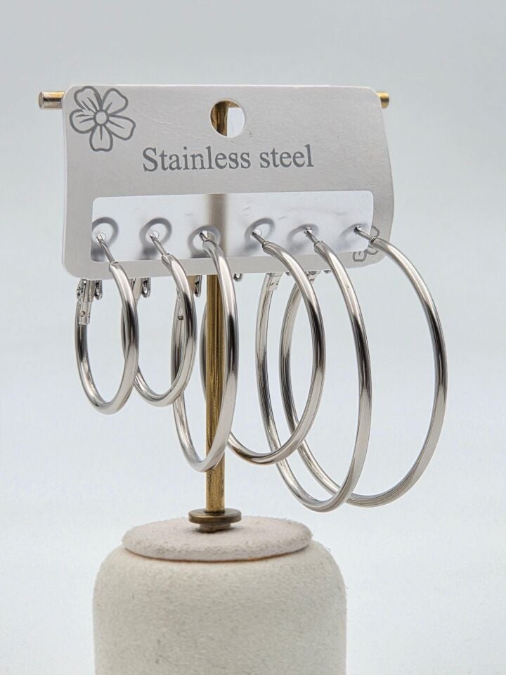 Çelik Set Küpe // KÜPE-3948