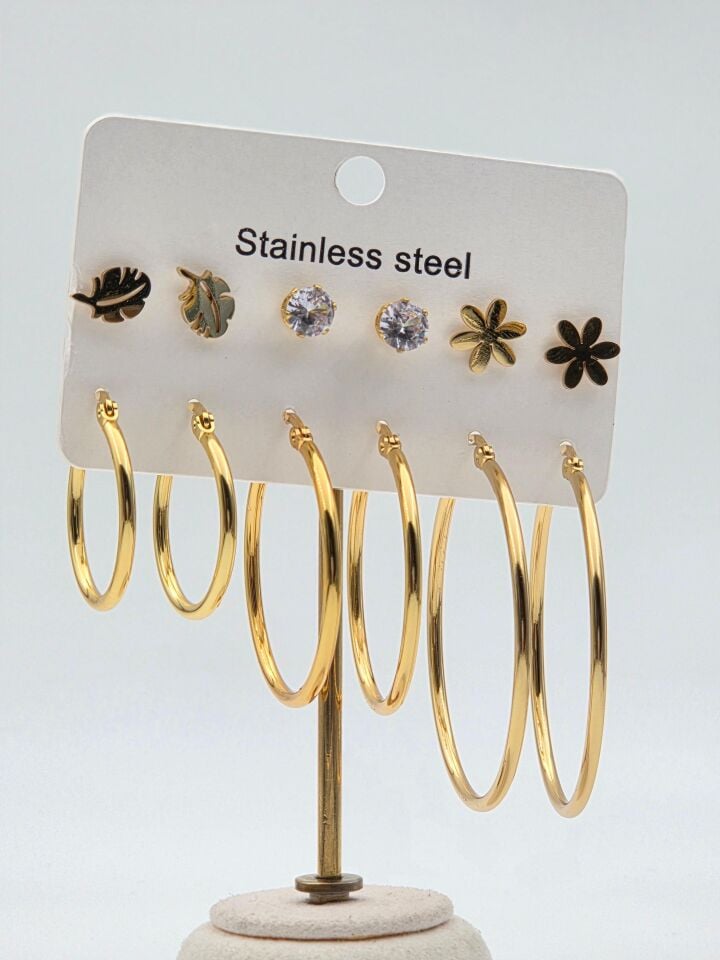 Çelik Set Küpe // KÜPE-3949