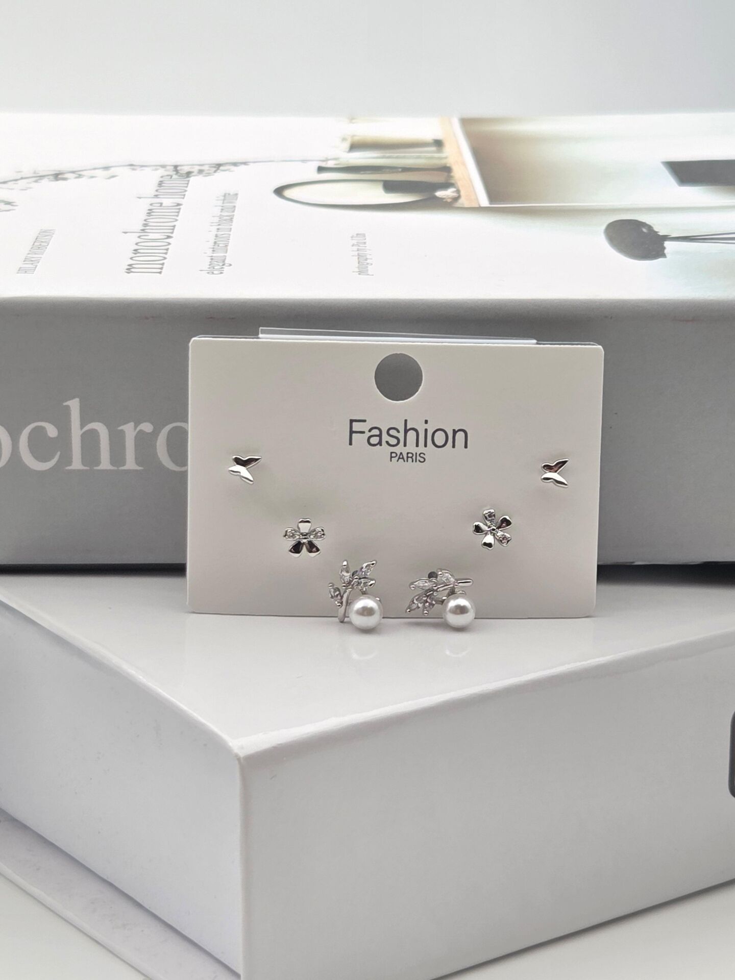 Zirkon Taşlı Gümüş İğne 6'lı Figür Küpe // ITHAL-3362