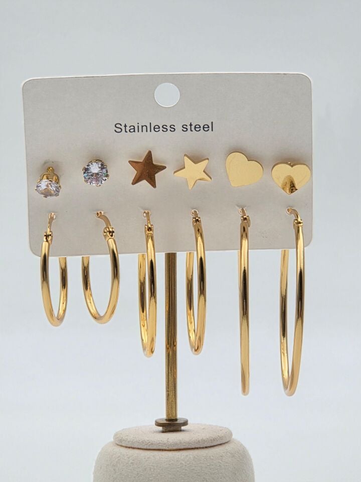 Çelik Set Küpe // KÜPE-3950