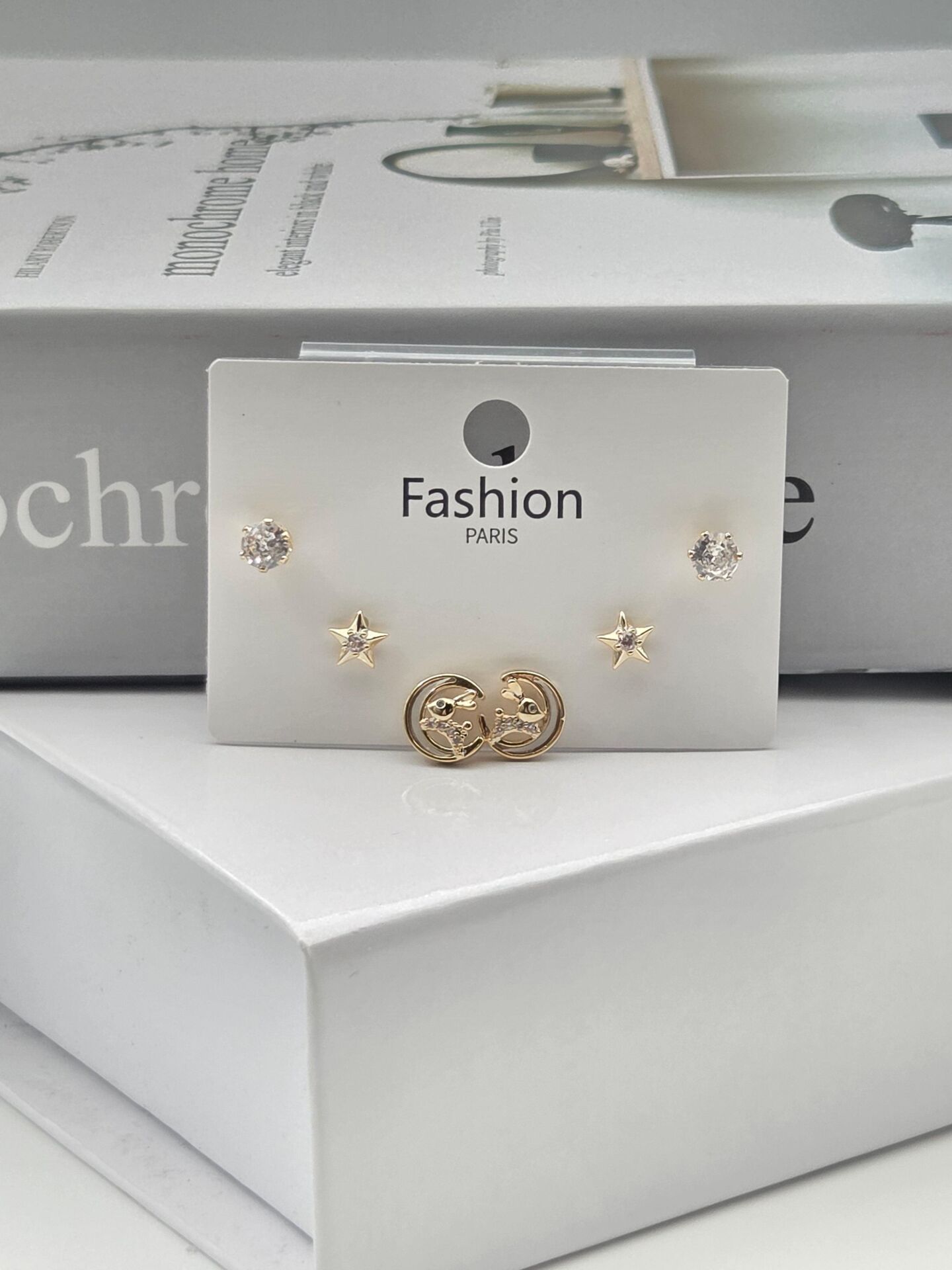 Zirkon Taşlı Gümüş İğne 6'lı Figür Küpe // ITHAL-3365