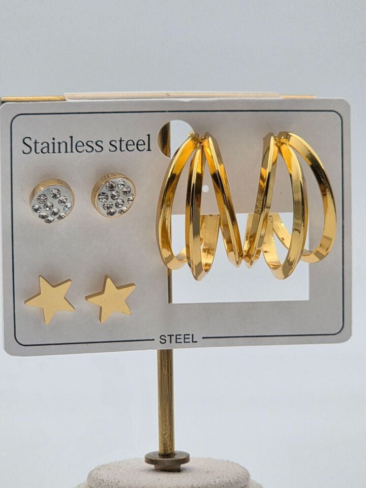 Çelik Set Küpe // KÜPE-3954