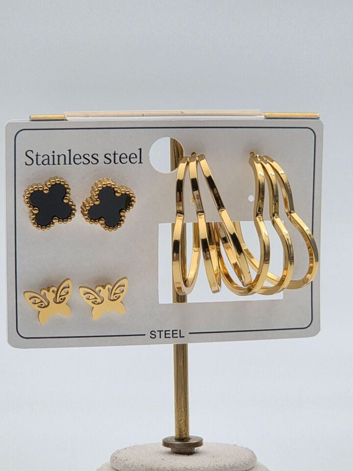 Çelik Set Küpe // KÜPE-3955