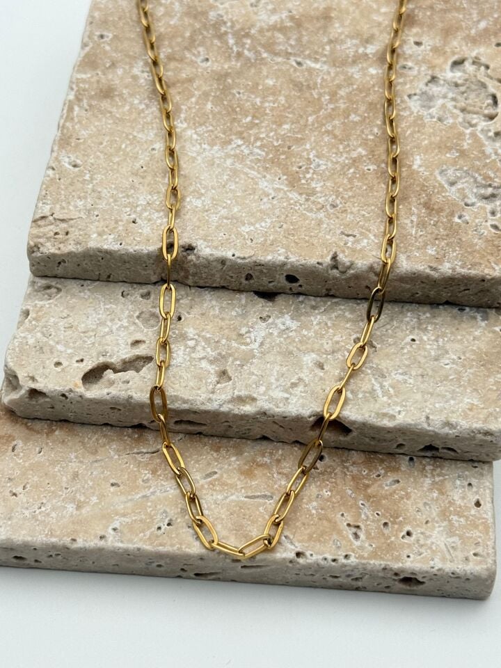 Stahl-Büroklammerkette 60cm // HALSKETTE-5622