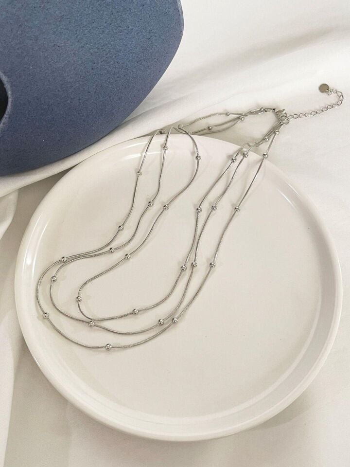 Steel 3-Piece Dorika Necklace Silver Color // NECKLACE-2234