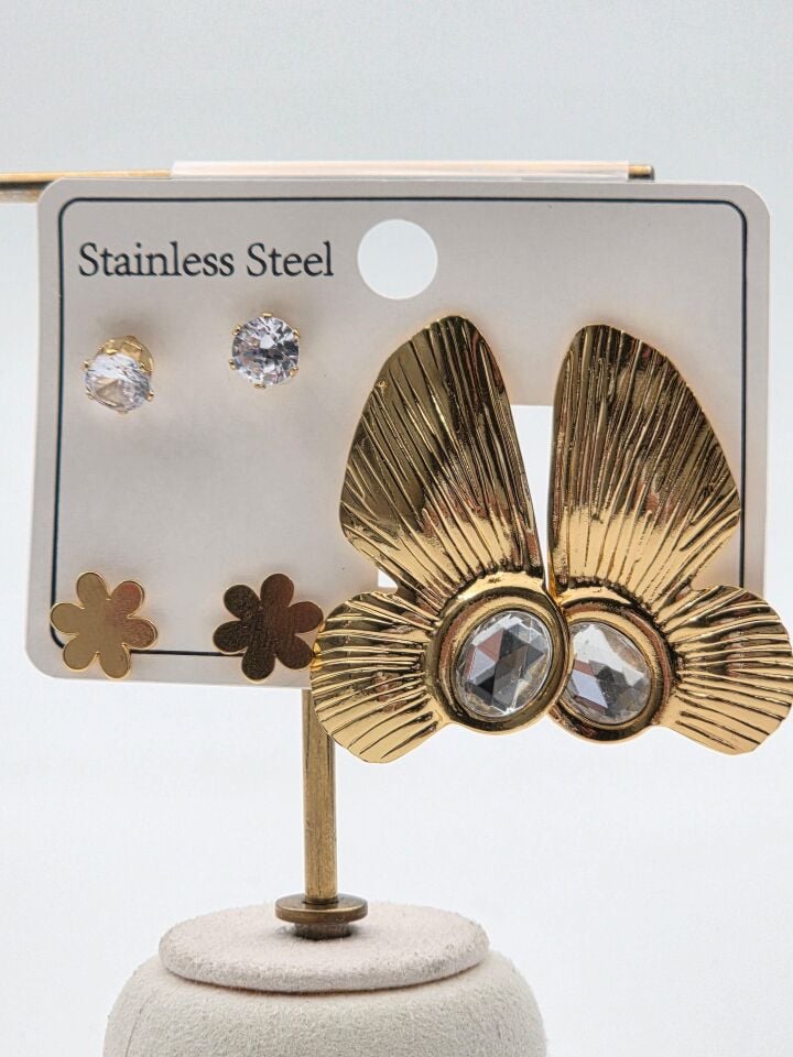 Çelik Set Küpe // KÜPE-3958