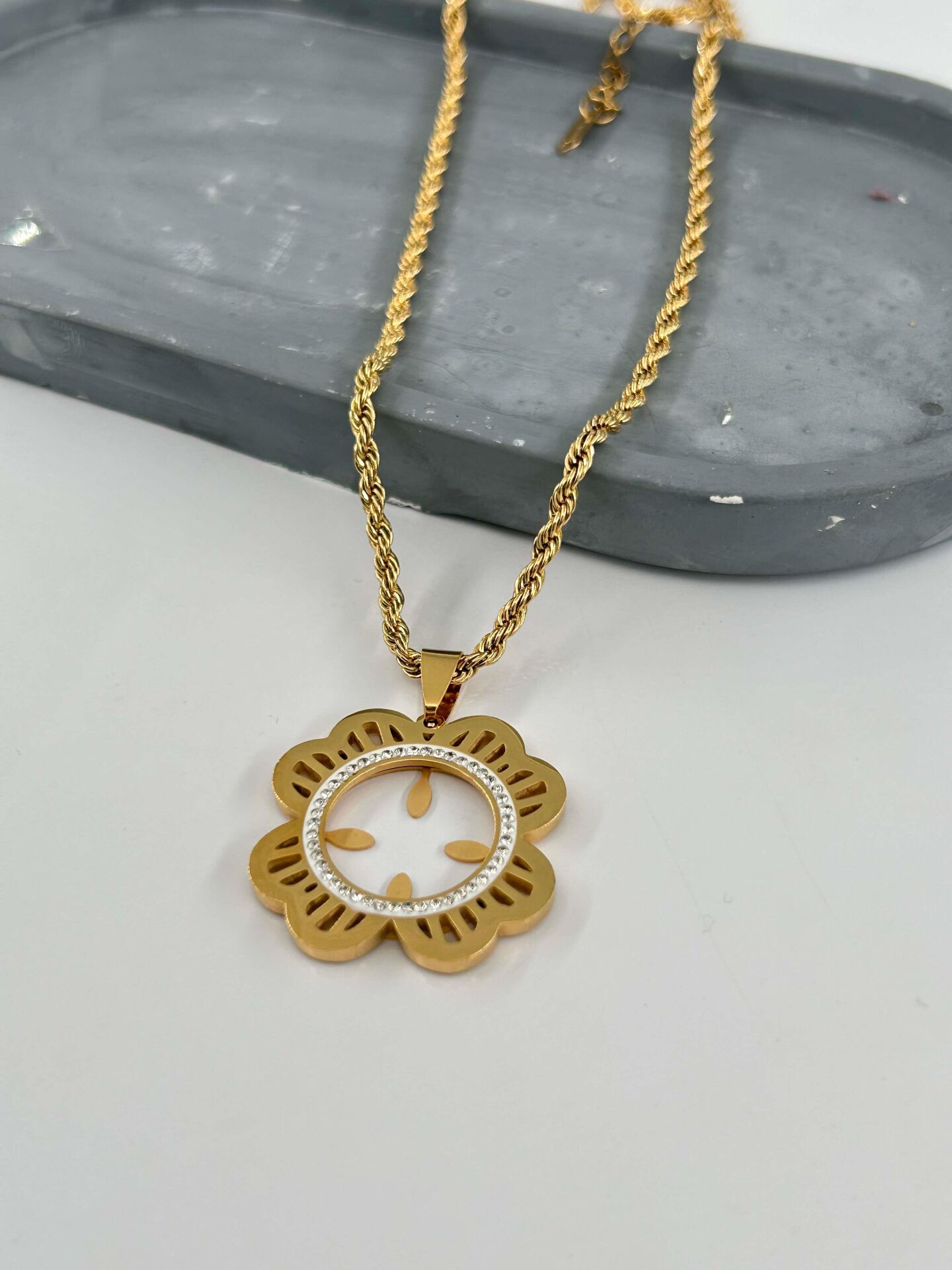 Çelik Çeyrek Takılabilen Kolye 60cm // KOLYE-4661
