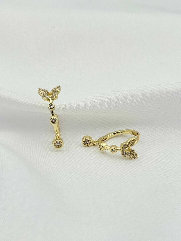 14K Kaplama Zirkon Küpe // ITHAL-3976