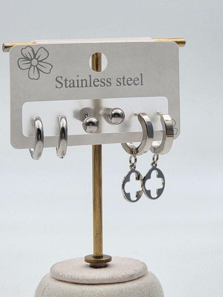 Çelik Set Küpe // KÜPE-3974