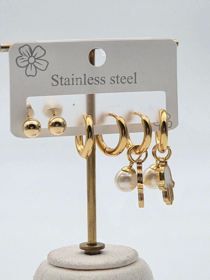 Çelik Set Küpe // KÜPE-3975