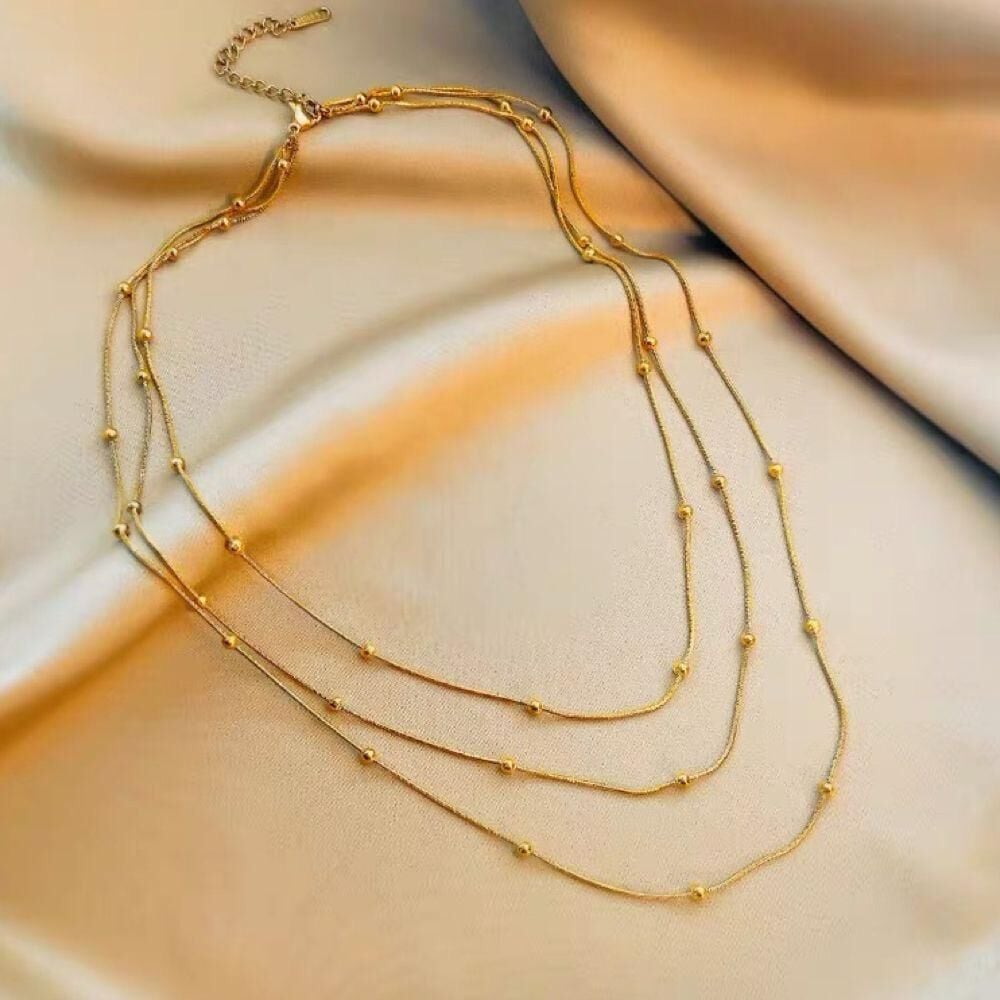 Steel 3-Piece Dorika Gold Necklace