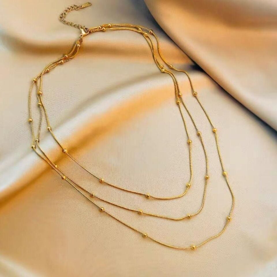 Steel 3-Piece Dorika Gold Necklace