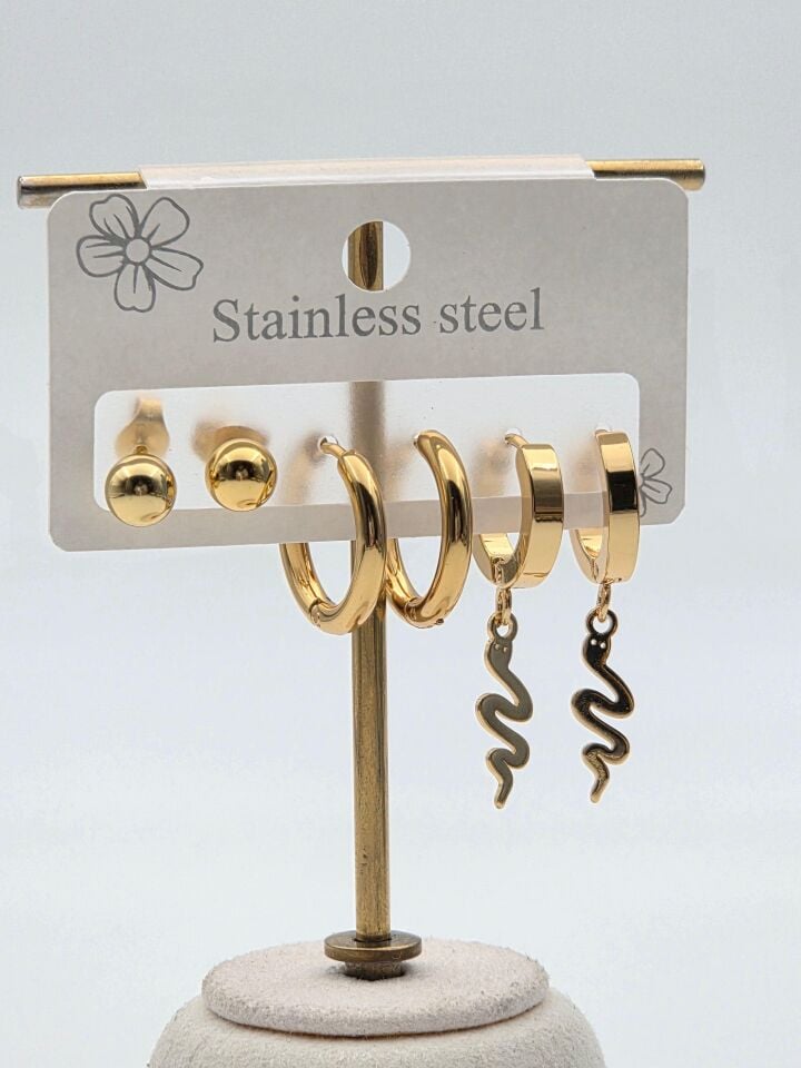 Çelik Set Küpe // KÜPE-3978