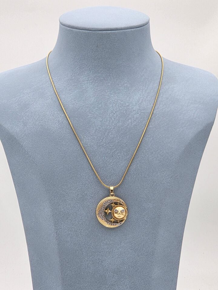 Doppelfarbige Halskette aus Stahl 45 cm // NECKLACE-5926