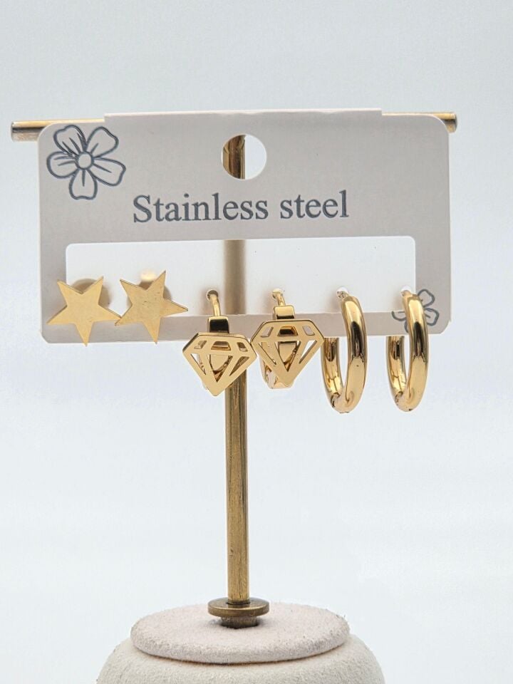 Çelik Set Küpe // KÜPE-3981