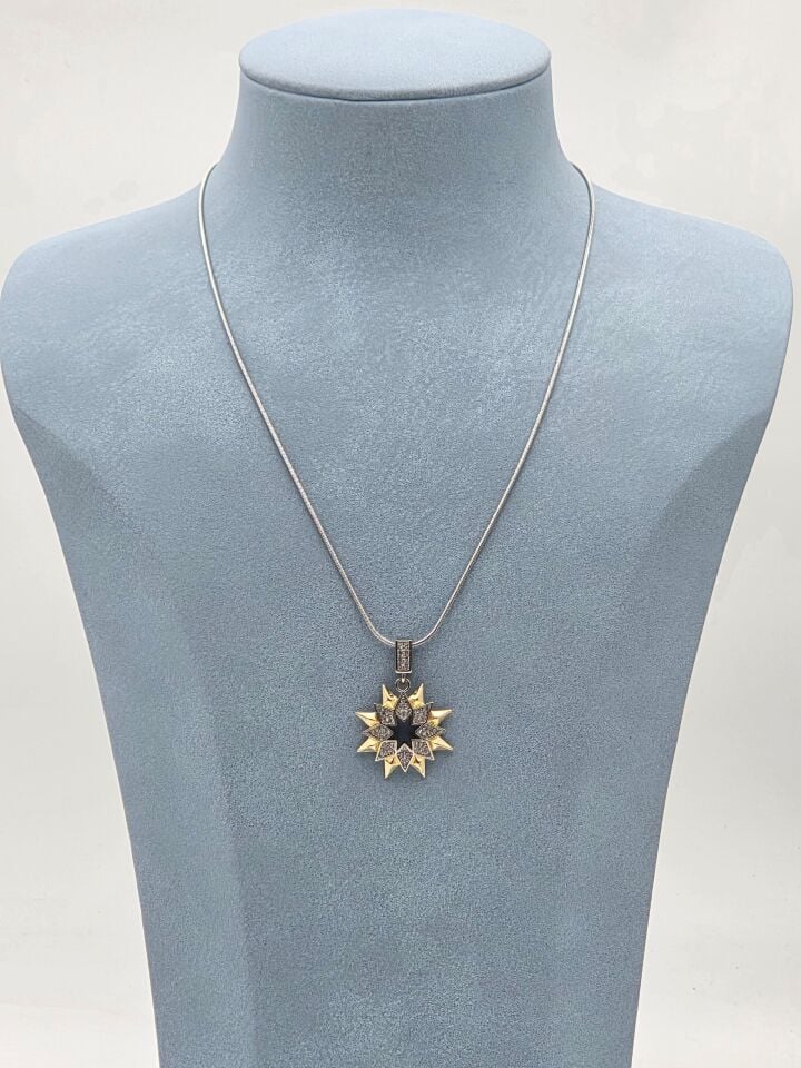 Doppelfarbige Halskette aus Stahl 45 cm // NECKLACE-5928