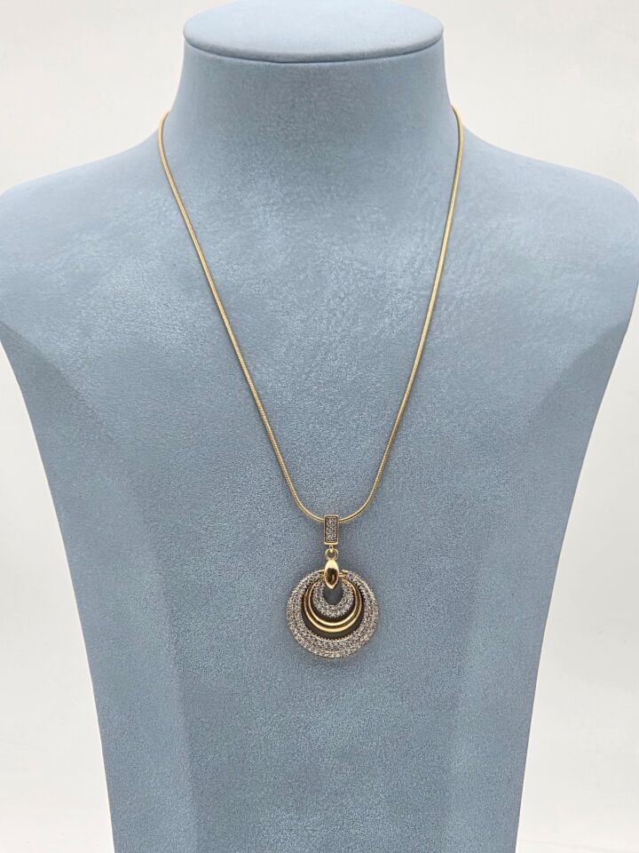 Doppelfarbige Halskette aus Stahl 45 cm // NECKLACE-5929