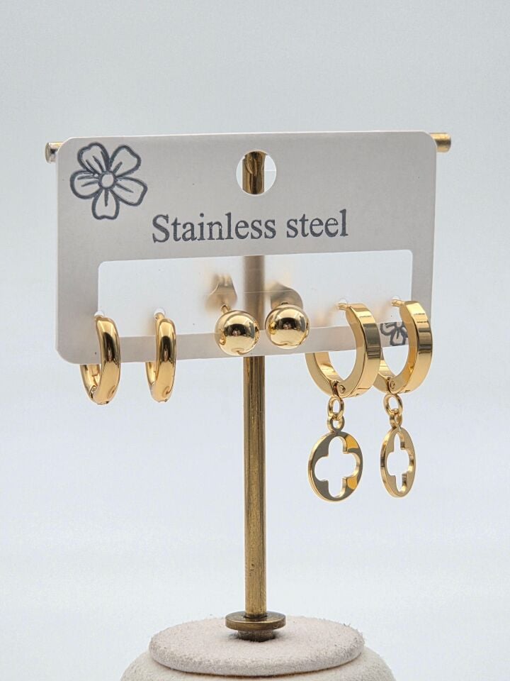 Çelik Set Küpe // KÜPE-3983