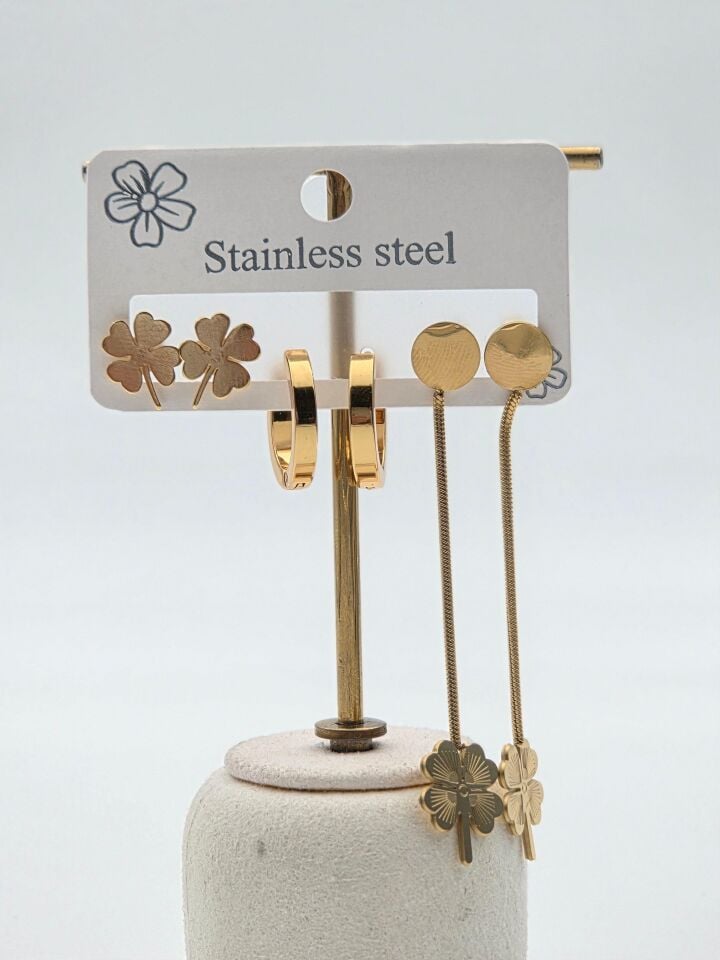 Çelik Set Küpe // KÜPE-3985