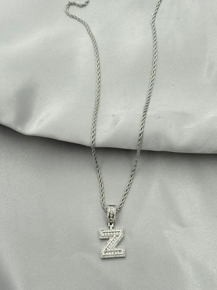 Buchstabenkette aus Stahl 60cm // NECKLACE-5434