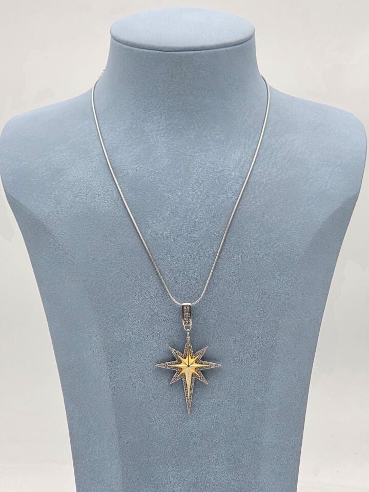Doppelfarbige Halskette aus Stahl 45 cm // NECKLACE-5938