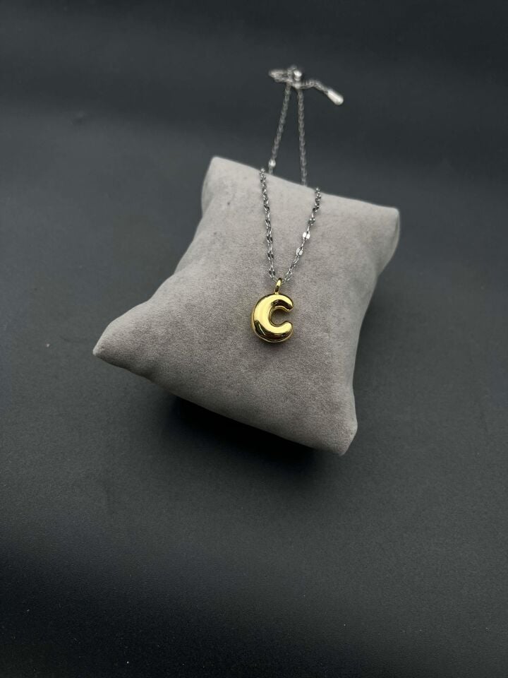 Steel Letter Necklace (C) // NECKLACE-4182