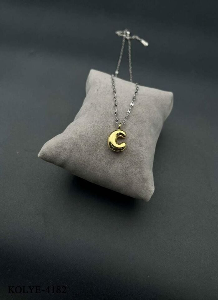 Steel Letter Necklace (C) // NECKLACE-4182