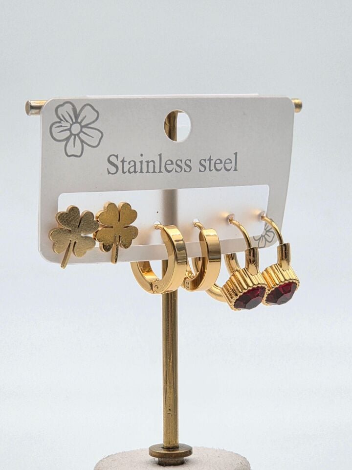 Çelik Set Küpe // KÜPE-3992