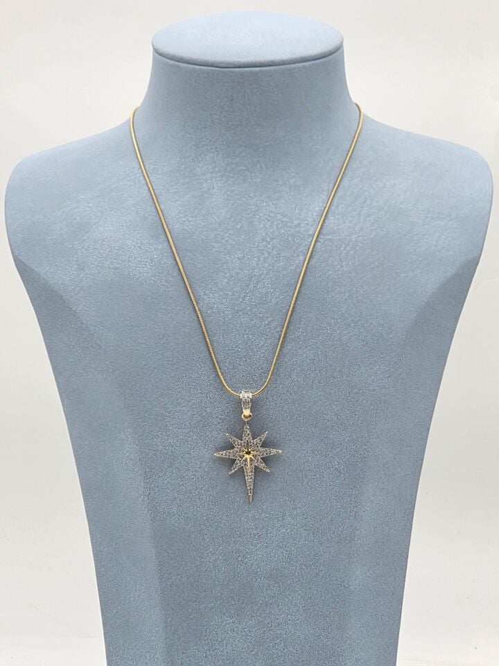 Doppelfarbige Halskette aus Stahl 45 cm // NECKLACE-5939