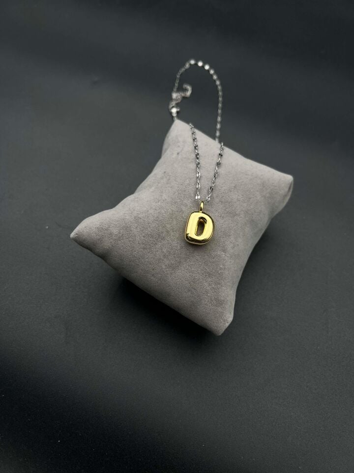 Steel Letter Necklace (D) // NECKLACE-4183