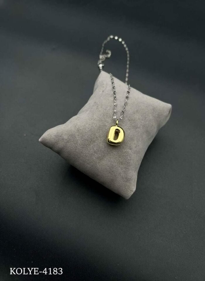 Buchstabenkette aus Stahl (D) // NECKLACE-4183