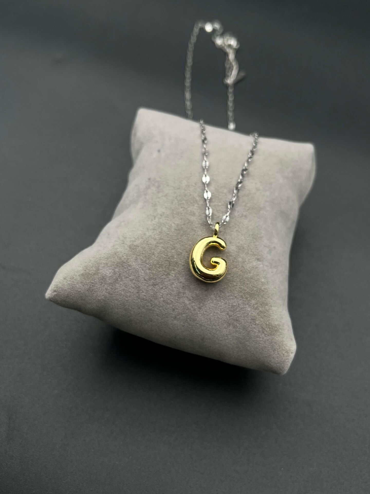 Steel Letter Necklace (G) // NECKLACE-4186